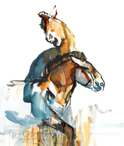 旧石器时代（Przewalski），2013（sennelier墨水，水彩和水粉） 作者 马克·阿德灵顿