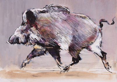 跑猪，1999年（纸上混合媒体） 作者 马克·阿德灵顿