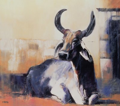 神圣牛，普杰，1996年（纸上油） 作者 马克·阿德灵顿
