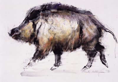 野猪，1999年（石墨，白兰地和纸上木炭） 作者 马克·阿德灵顿