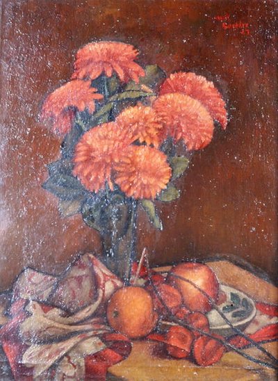 菊花静物画 作者 马克·格特勒
