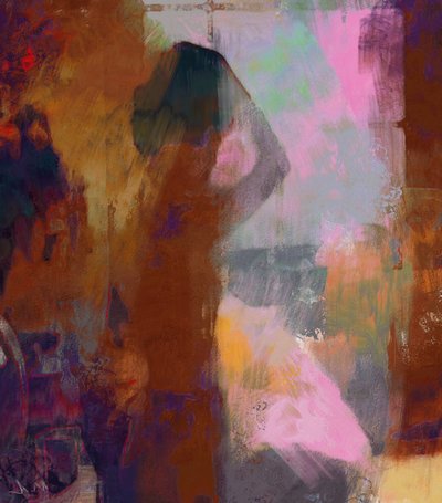 窗前的女孩（混合媒介） 作者 马克·戈登