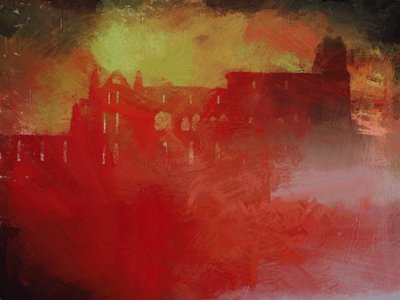 斯托克先生的清晨散步--惠特比修道院（混合媒介） 作者 马克·戈登