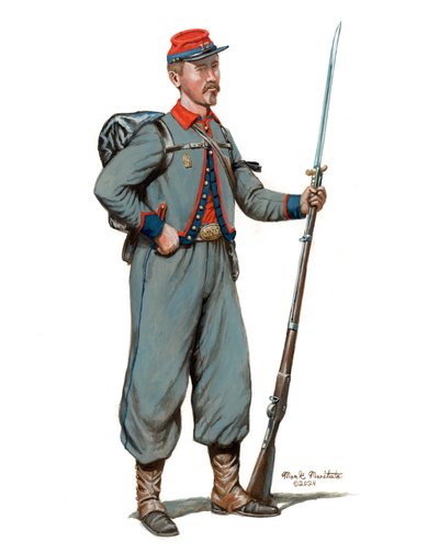 第 11 纽约步兵团第 1 团 Fire Zouaves，1861 年，2024 年（布里斯托尔上的水彩和水粉画） 作者 