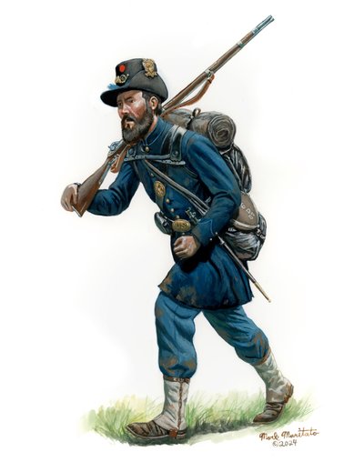 威斯康星州第 6 步兵团铁旅，1863 年，2024 年（布里斯托尔上的水彩和水粉画） 作者 