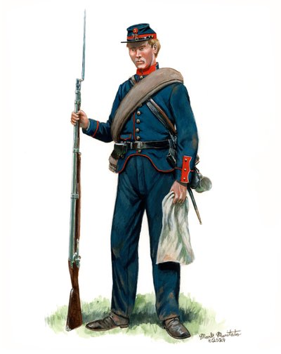 纽约州第 79 兵团士兵，1861 年，2024 年（布里斯托尔上的水彩和水粉画） 作者 