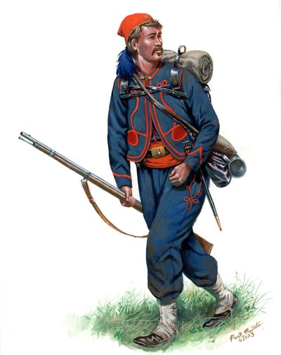 第 9 纽约霍金的 Zouave 1862 年，2023 年（布里斯托尔上的丙烯酸水粉画） 作者 