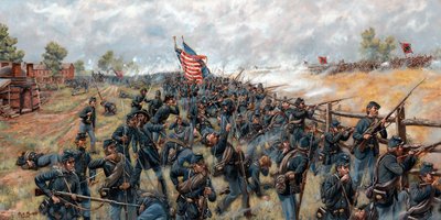 砖场之战，纽约第 154 步兵团在葛底斯堡，2024 年（布面油画） 作者 
