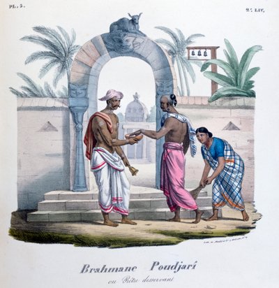 印度，一座寺庙外，1828年 作者 Marlet et Cie
