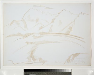 Mountain Landscape with Church Steeple in Foreground 作者 马斯登·哈特利