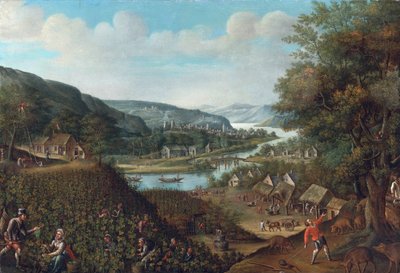秋天 par Valckenborch, Marten van (1535-1612).布面油画，尺寸：88,3x129,5, ，私人收藏 作者 马丁·范·瓦尔肯伯奇（Marten van Valckenborch）