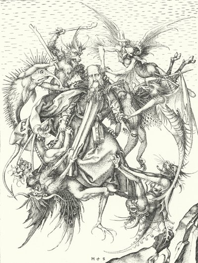 圣安东尼的诱惑（版画） 作者 马丁（后）尚高尔