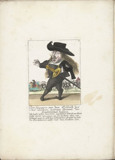 De Spaanse dwerg Don Guappos，约 1710 年
堂吉诃德血统的堂-瓜波斯，现任法国西班牙将军（物品上的标题）
Il Callotto resurcitato oder Neu eingerichtes Zwerchen Cabinet（系列名称） 作者 马丁·恩格尔布雷希特（归因于）
