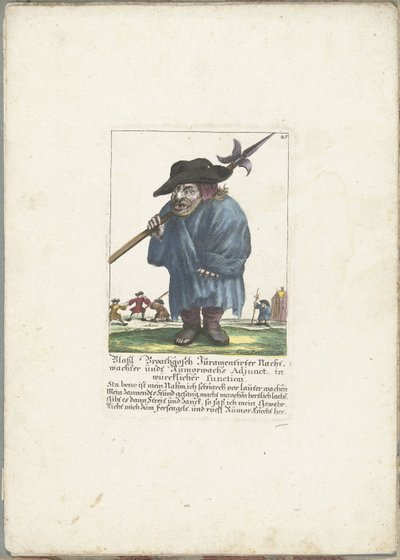 De dwerg Blaßl Broatgosch，约 1710 年
Blaßl Broatgosch Juramentirter Nachtwachter undt Rumorwachs Adjunct, in würcklicher function（物品上的标题）
Il Callotto resurcitato oder Neu eingerichtes Zwerchen Cabinet（系列名称） 作者 马丁·恩格尔布雷希特（归因于）