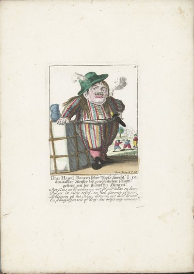De dwerg Dan Hagel als een Hollandse bootsknecht，约 1710 年
Dan Hagel，巴达维亚船工，用钝刀片进行普通切割的大师（标题见实物）
Il Callotto resurcitato 或新装矮人小屋 作者 马丁·恩格尔布雷希特（归因于）