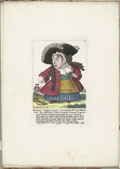 De dwerg 索菲亚-卢克苏里亚夫人，约 1710 年
索菲亚-卢克苏里亚夫人，斯塔布将军支持的免费 Granatir 公司 Capitana 的女洗衣工（物品上的标题）
Il Callotto resurcitato oder Neu eingerichtes Zwerchen Cabinet（系列名称） 作者 马丁·恩格尔布雷希特（归因于）