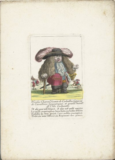 侏儒尼古拉斯-夏龙作为骑兵将军，约 1710 年
尼古拉斯-夏龙，科比亚克的维康特，骑兵将军，总督，以及迷人之岛的大意向者（标题在实物上）
Il Callotto resurcitato oder Neu eingerichtes Zwerchen C 作者 马丁·恩格尔布雷希特（归因于）