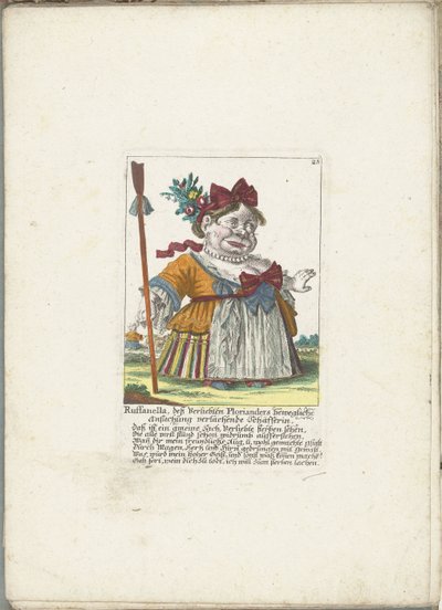 De dwerg Ruffanella als herderin，约 1710 年
Ruffanella, deß Verliebten Plorianders bewegliche Ansuchung verlachende Schäfferin（物品上的标题）
Il Callotto resurcitato 或 Newly furnished Dwarf Cabinet（系列名称） 作者 马丁·恩格尔布雷希特（归因于）