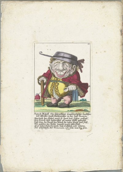 努奇-莫洛夫漫画
Nutsch-Moloff Ein führnehmer Lappländischer Landherr und Obrister Landt Kuchlmeister in der Insl Deserta（物品上的标题）
Il Callotto resurcitato oder Neu eingerichtes Zwerchen Cabinet（系列名称） 作者 马丁·恩格尔布雷希特（归因于）