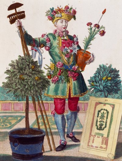 园丁，雕刻自马丁-恩格尔布雷希特（1684-1756）的《新人类生活方式汇编》，德国 作者 马丁·恩格布雷希特