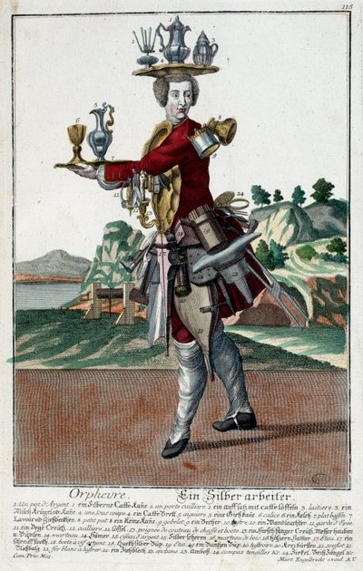 仪表。一条金鱼。Martin Engelbrecht (1684-1756)的版画，载于18世纪德国的 "Manouvries habilles的新集会"。巴黎，装饰艺术 作者 马丁·恩格布雷希特