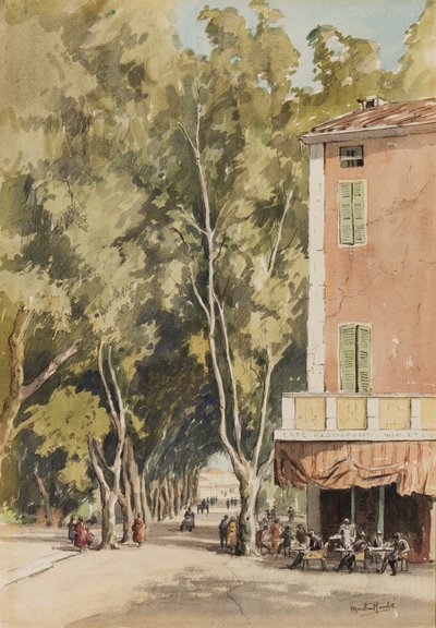 维松的梧桐林荫道"，沃克吕兹，1933 年 10 月（纸面水墨画） 作者 马丁·哈代