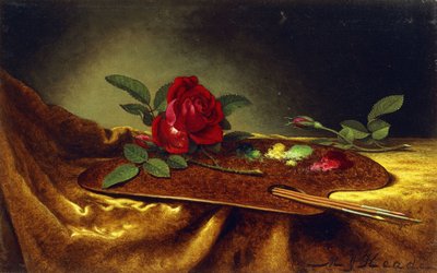调色板上的玫瑰，1880年代 作者 马丁·约翰逊·海德