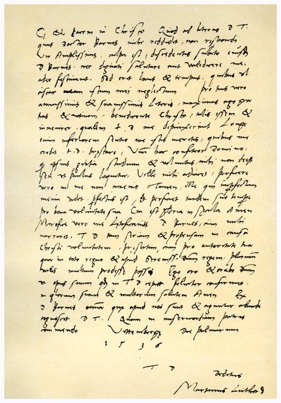 1536年4月9日，马丁·路德（Martin Luther）给托马斯·克伦威尔的信 作者 马丁·路德