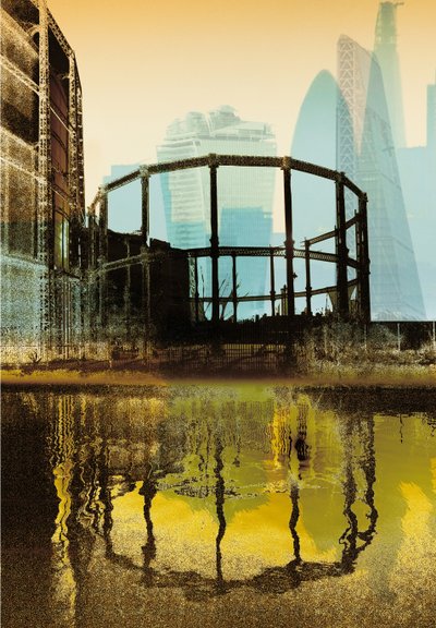 百老汇煤气塔，2013 年（丝网版画） 作者 马丁·莫索普