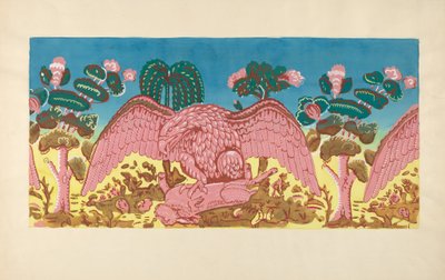 带盒设计鹰和兔，约1936年。 作者 马丁·帕蒂卡