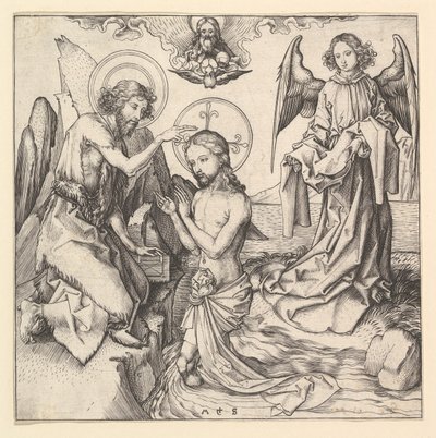 基督的洗礼，约。 1470-1474。 作者 马丁·尚高