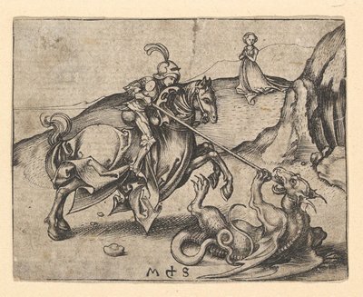 圣乔治杀龙，约1435-1491年。 作者 马丁·尚高