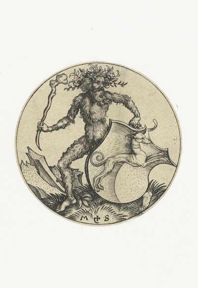 纹章上有一只狗，被一个手持棍棒的野人牵着
纹章人物（系列名称） 作者 马丁·尚高