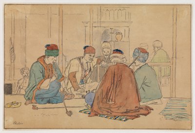 咖啡馆内的烟斗吸烟者 作者 马蒂努斯·罗比（MartinusRørbye）