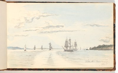 有船只的海岸景观 作者 马蒂努斯·罗比（MartinusRørbye）