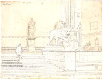 佛罗伦萨兰齐门廊前的 Trappen til Loggia de