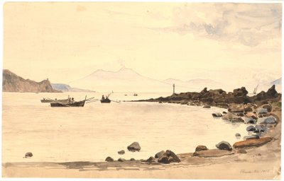 从普罗奇达眺望维苏威火山 作者 马蒂努斯·罗比（MartinusRørbye）