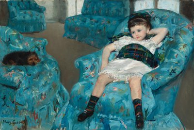 蓝色扶手椅上的小姑娘，1878年。 作者 玛丽·卡萨特