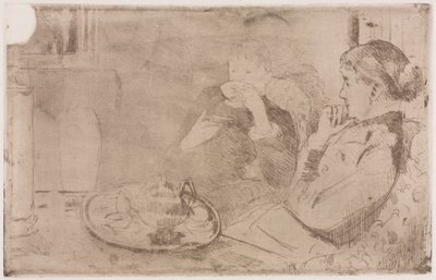 莉迪亚（Lydia）和她在茶的母亲c。 1880年。 作者 玛丽·卡萨特