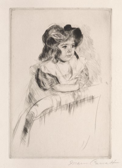 Margot，将扶手椅放在椅背上休息c。 1903年。 作者 玛丽·卡萨特