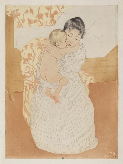 母亲的爱抚，1890-1891。 作者 玛丽·卡萨特