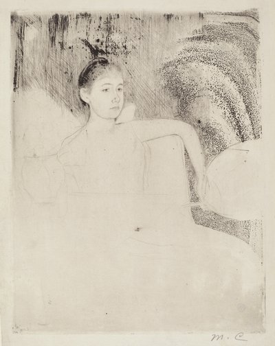 咪咪手持日本扇子，约1889年。 作者 玛丽·卡萨特