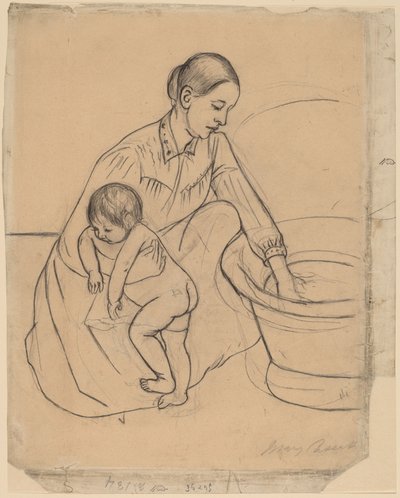 浴场[直页]，1890-1891。 作者 玛丽·卡萨特