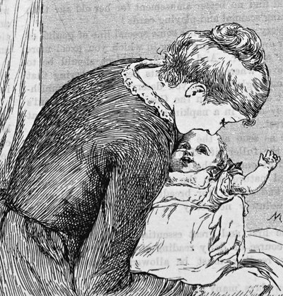A mother cuddling her child 作者 玛丽·艾伦·爱德华兹