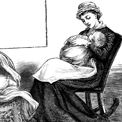 A mother cuddling her child, whilst sat on a rocking chair 作者 玛丽·艾伦·爱德华兹