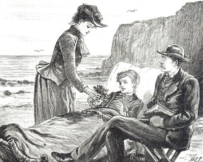 Engraving depicting a cripple boy at the seaside 作者 玛丽·艾伦·爱德华兹