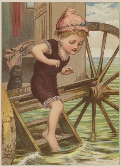 女孩即将游泳（chromolitho） 作者 玛丽·艾伦·爱德华兹