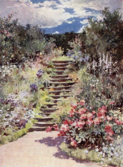 苏格兰花园：Fyvie Manse（彩色石版画） 作者 玛丽·乔治娜·韦德·威尔逊