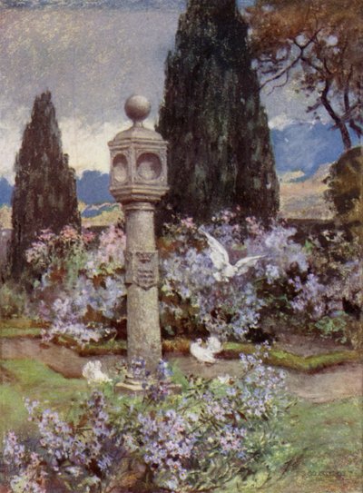 苏格兰花园：Stobhall（彩色石版画） 作者 玛丽·乔治娜·韦德·威尔逊