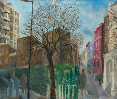 拉德布罗克格罗夫的封锁：5, Blenheim Crescent, 2021 (板上油画) 作者 玛丽·库珀
